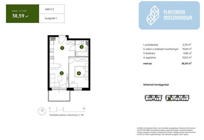 2-pokojowe | 38,59 m² | prądnik biały