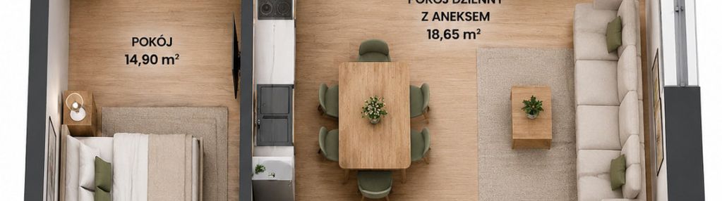 2 pokoje | 44,29 m² | 5 piętro | piasta park vi |