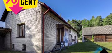 Dom z zabudowaniami gospodarczmi, ziemia plus las