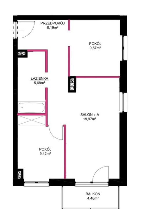 Mieszkanie na sprzedaż 3 pokoje Wrocław Psie Pole, 53 m2, 1 piętro