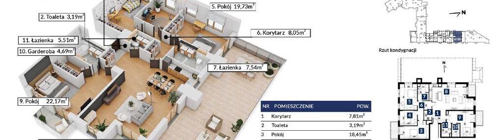 Duży apartament z dwoma balkonami m-150