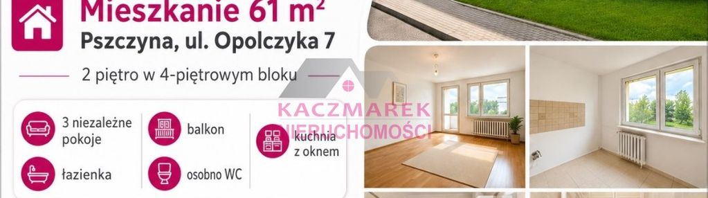 3 pokoje z balkonem 61 m²  2 piętro