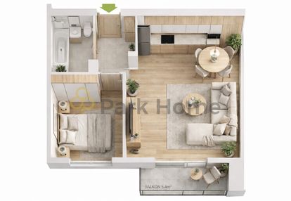 2-pokojowe mieszkanie z balkonem – 41.43 m²