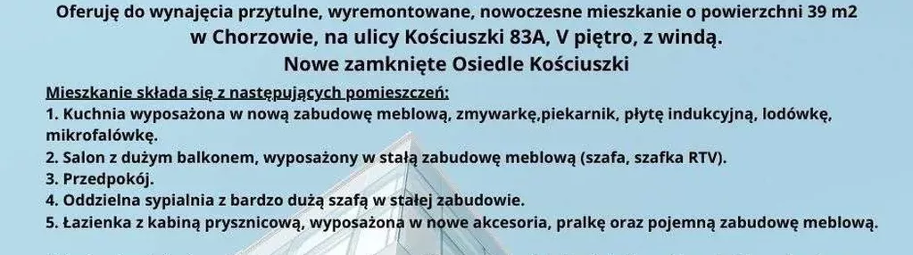 Przytulne i nowoczesne Chorzów Os. Kościuszki