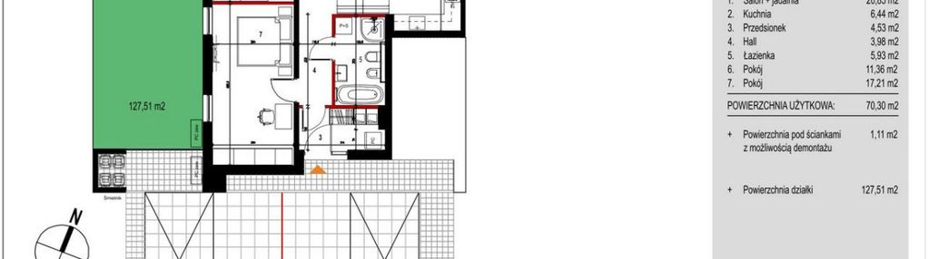 Nowoczesny segment z dużym ogrodem