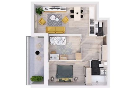 Słoneczne mieszkanie z dużym balkonem