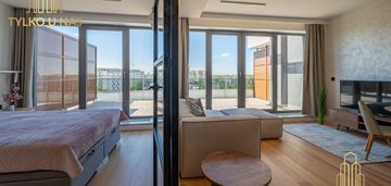 Piękne dwa pokoje z panoramą miasta i dużym tarase