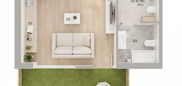 Niska zabudowa/panoramiczne okna/jeziorko zieleń