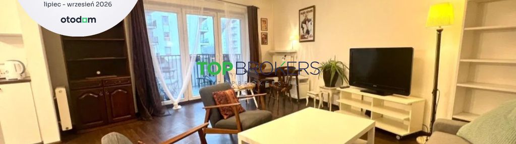 Salon z aneksem i sypialnia, balkon, garaż