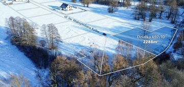 Działka nad rzeką pow. 2288 m2 budy zosine, wz