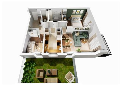 ⭐3 pok.| oddzielna kuchnia | taras z zielenią